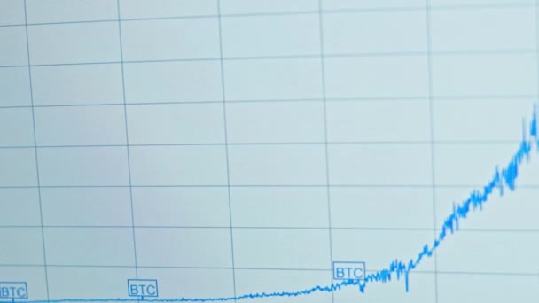 Gráfico da história da Bitcoin. Amortizações e crescimento das taxas — Vídeo de Stock