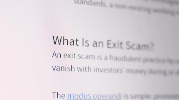 What is a cryptocurrency exit scam. Getting informed — Stock Video