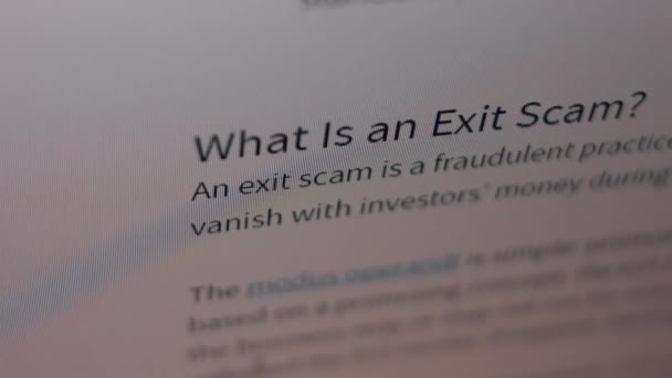 What is a cryptocurrency exit scam. Getting informed — Stock Video