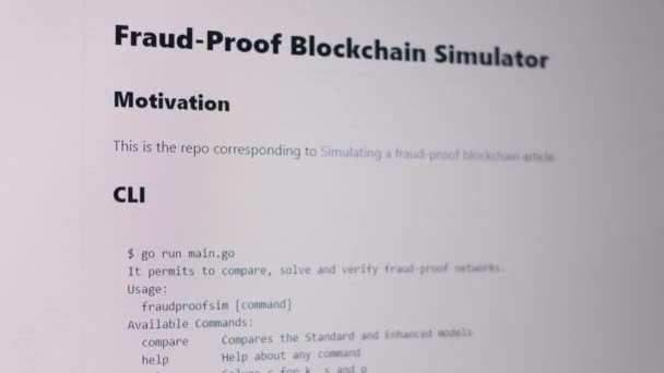 Fraudebestendige blockchain simulator. Algemene informatie — Stockvideo