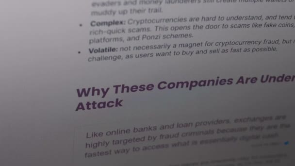 Fraud on cryptocurrency exchange. Why the companie are under attack — Stock Video