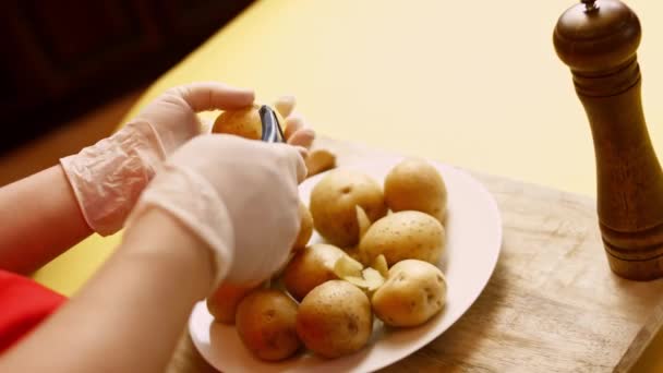 Cómo hacer puré de papas cremoso con Cheddar. Receta 4k. Siga 4 sencillos pasos — Vídeos de Stock