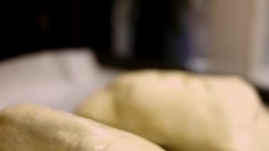 Fırın tepsisinde duran Wellington usulü çiğ sığır eti. 4k video
