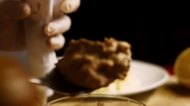 Смажений волокнистою пастою. Леді Капріс Салат у формі Пінако. Російська кухня 4k відео рецепт — стокове відео