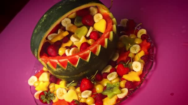 Make your birthday party special with Watermelon basket. 4k video — Stock Video