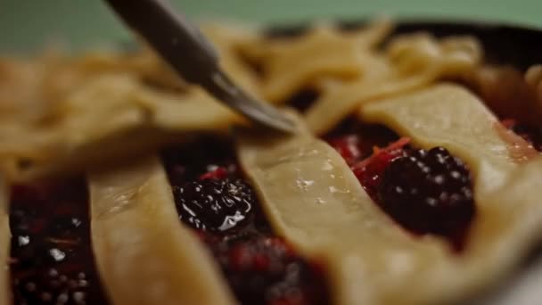 Grasa con pastel de bayas de huevo en forma de bandera de los Estados Unidos. Vídeo 4k — Vídeo de stock