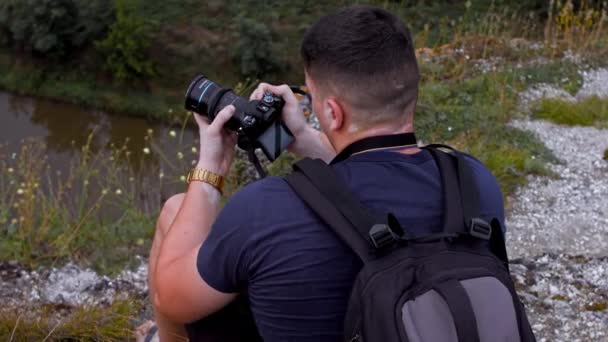 観光客の写真パノラマと美しい場所。スローモーション4kビデオ — ストック動画