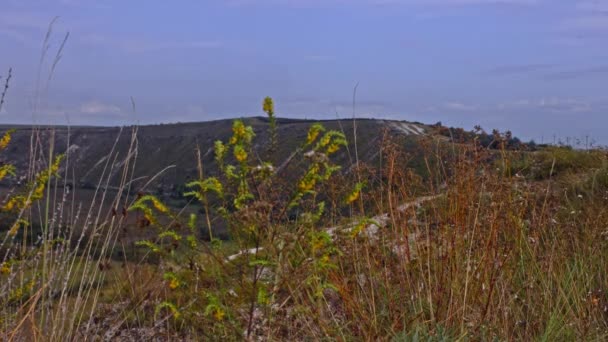 Lugar panorámico en la colina con rocas. Vídeo 4k — Vídeo de stock