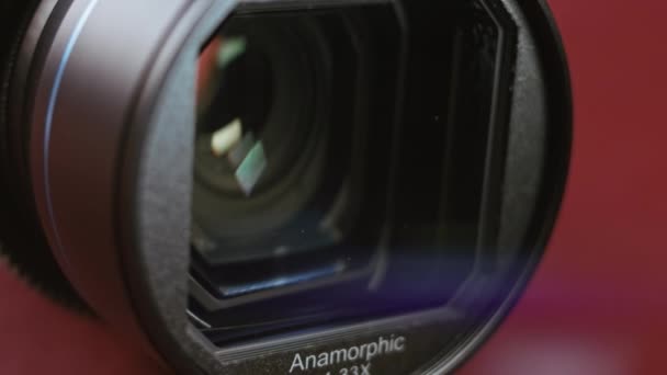 Presentazione della lente anomorfa. 4k video con gioco di luce — Video Stock