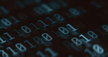 Siyah arkaplan üzerindeki dijital ikili kod.