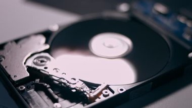 Dönen manyetik disk ile açılan sabit disk sürücüsü çalışması.