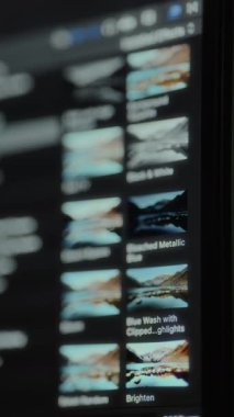 Bir video düzenleme yazılımı içinde Kullanıcı arayüzü menüsü yükler.