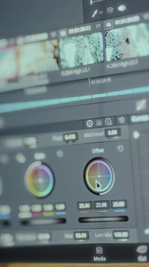 Video düzenleme yazılımının renk derecelendirme arayüzü.