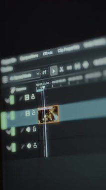 Bir video düzenleme yazılımı içinde zaman çizgisinde bir video oynatıcısı.