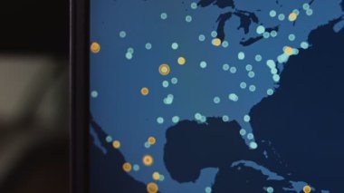 Etkileşimli harita üzerinde ABD 'de etkin botnet görüntüsü.