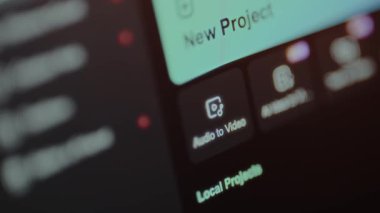 İmleç, bir video düzenleme yazılımı içinde Ses 'ten Video' ya seçeneği üzerine yerleştiriliyor.