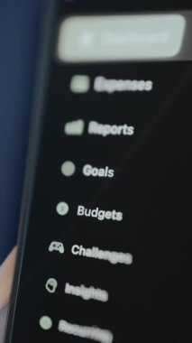 Finansal uygulamadan menü yan çubuğu, kullanıcı Bütçe kategorisini seçer.