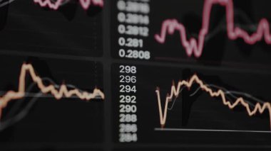 Fiyat hareketi ve teknik göstergelerin yer aldığı mali ticaret grafikleri.