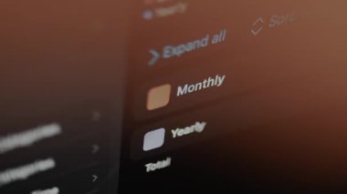 Kullanıcı arayüzü içindeki aylık kategori.