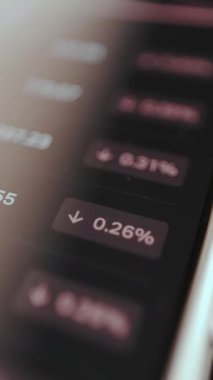 Mobil ticaret uygulamasından çeşitli varlıklar için negatif yüzde değişiklikleri.