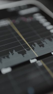 Bir dizüstü bilgisayar ekranında finansal hisse senedi şeması.