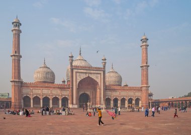 Delhi, Hindistan 6 Ocak 2016. Jama Mescidi Camii, Yeni Delhi, Hindistan.