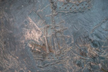 Metalik arka plan, yelkenli gemiler