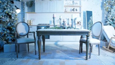 Noel arifesi, hediyeli Noel ağacı. Mutlu yıllar, Mutlu Noeller