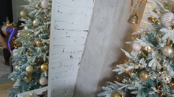 Aynaya yansıyan Noel ağacı. Noel arşivi.