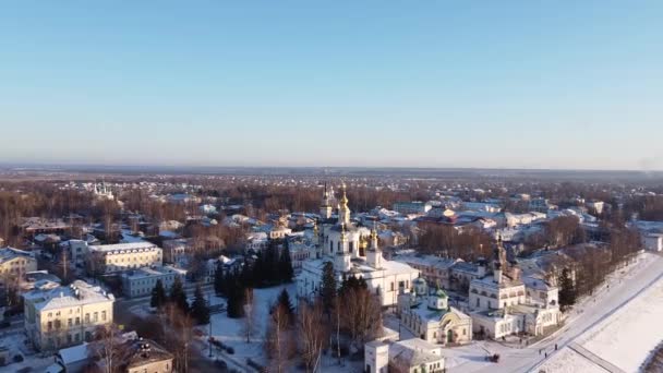 Katedralen Uppgörelse Staden Veliky Ustyug Vologda Regionen — Stockvideo