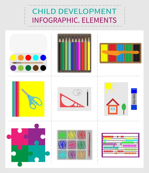 어린이 개발을 위한 요소 집합. — 스톡 벡터