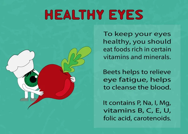 Benefits of beet for healthy eyes — Stock Vector