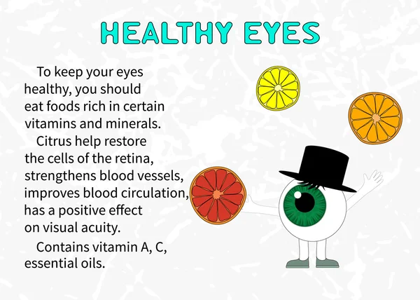 Info about the benefits of citrus for eyesight — Stock Vector