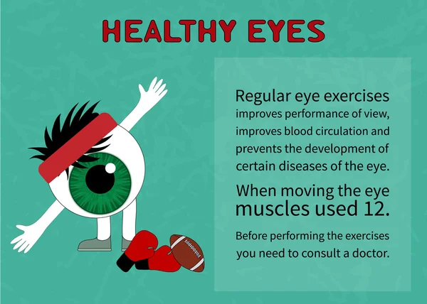 Info about benefits of gymnastics for the healthy eyes — Stock Vector