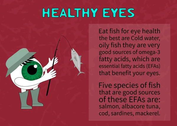 Información sobre los beneficios de los peces para la vista — Vector de stock