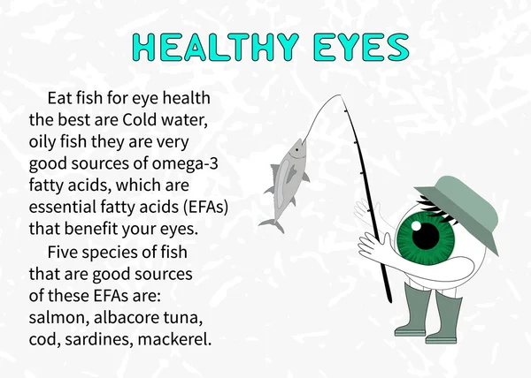 Info about the benefits of fish for eyesight — Stock Vector