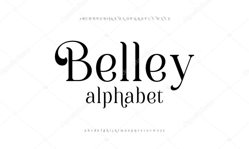 Typography alphabet. Uppercase lowercase and number. Graphic designs vector. Elegant font typeface.