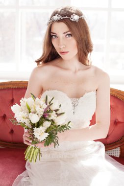 Güzel gelin vintage tarzı. Düğün. Yeni evli