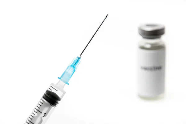 Spuit- en vaccinbank capsule. Vaccinatie. Influenza — Stockfoto