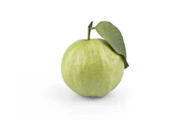 Grönt Äpple Med Blad Isolerade Vitmossfält Färsk Guava Thailändsk Frukt — Stockfoto