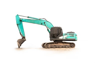 Kırpma yolu olan beyaz bir arkaplanda kazıcı