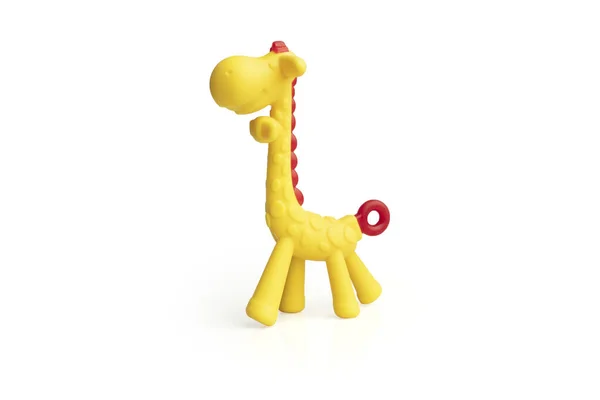 Игрушка Жирафа Игрушки Детей Месяцев Белом Фоне Вырезка Пути Включены — стоковое фото