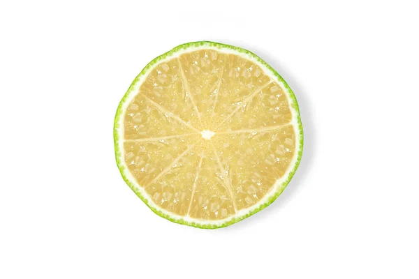 Corte Limão Vista Superior Frutas Isoladas Fundo Branco Caminho Recorte — Fotografia de Stock