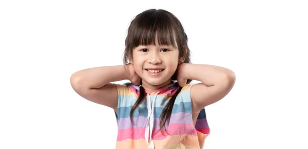 Criança Menina Mostrando Dentes Frente Com Grande Sorriso Saudável Feliz — Fotografia de Stock