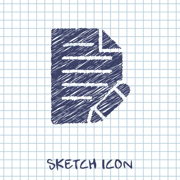Belge ile kalem vektör doodle simgesi. Kroki çizim — Stok Vektör