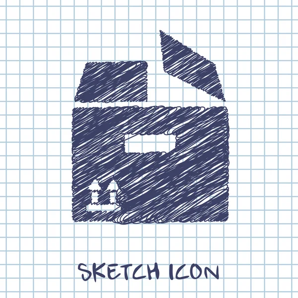 Açılan kutu vektör doodle simgesi. Kroki çizim — Stok Vektör