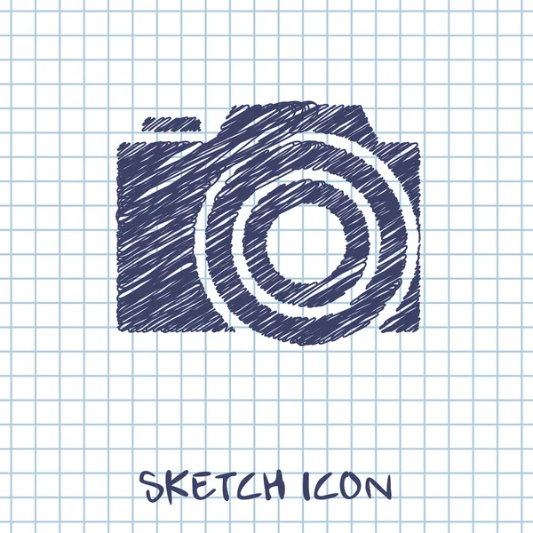 Fotokamera-Vektor-Doodle-Symbol. Skizzenillustration — Stockvektor