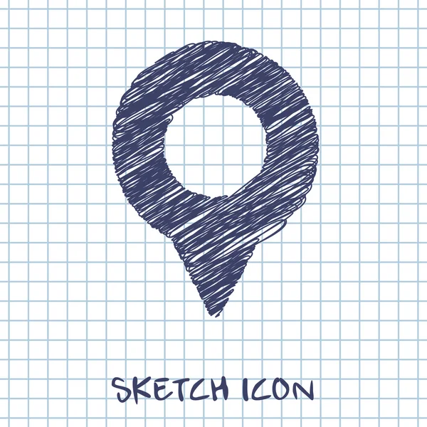 Geo marker pin vektor doodle ikonen. Skiss illustration — Stock vektor