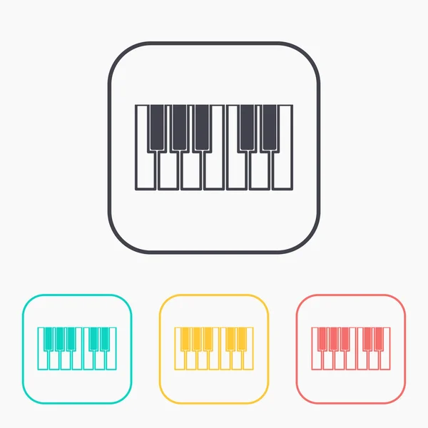 Icono de las teclas de piano juego de colores — Vector de stock