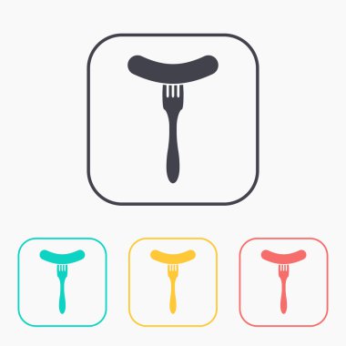 sosis çatal renk üzerinde Icon set